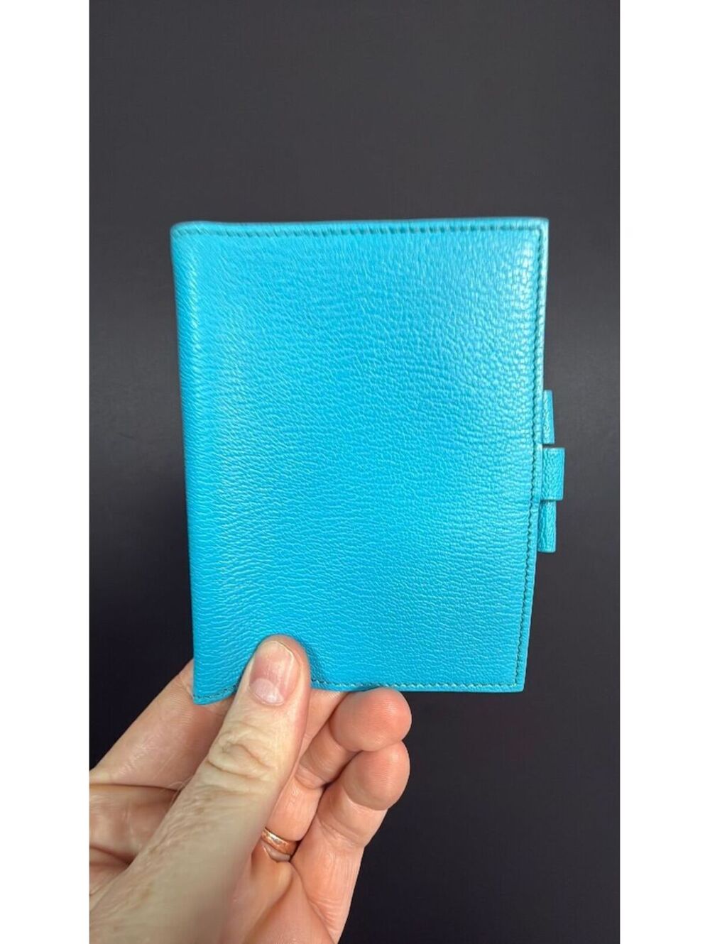 Hermes Blue Agenda GM Chevre Leather w/Silver Hardware